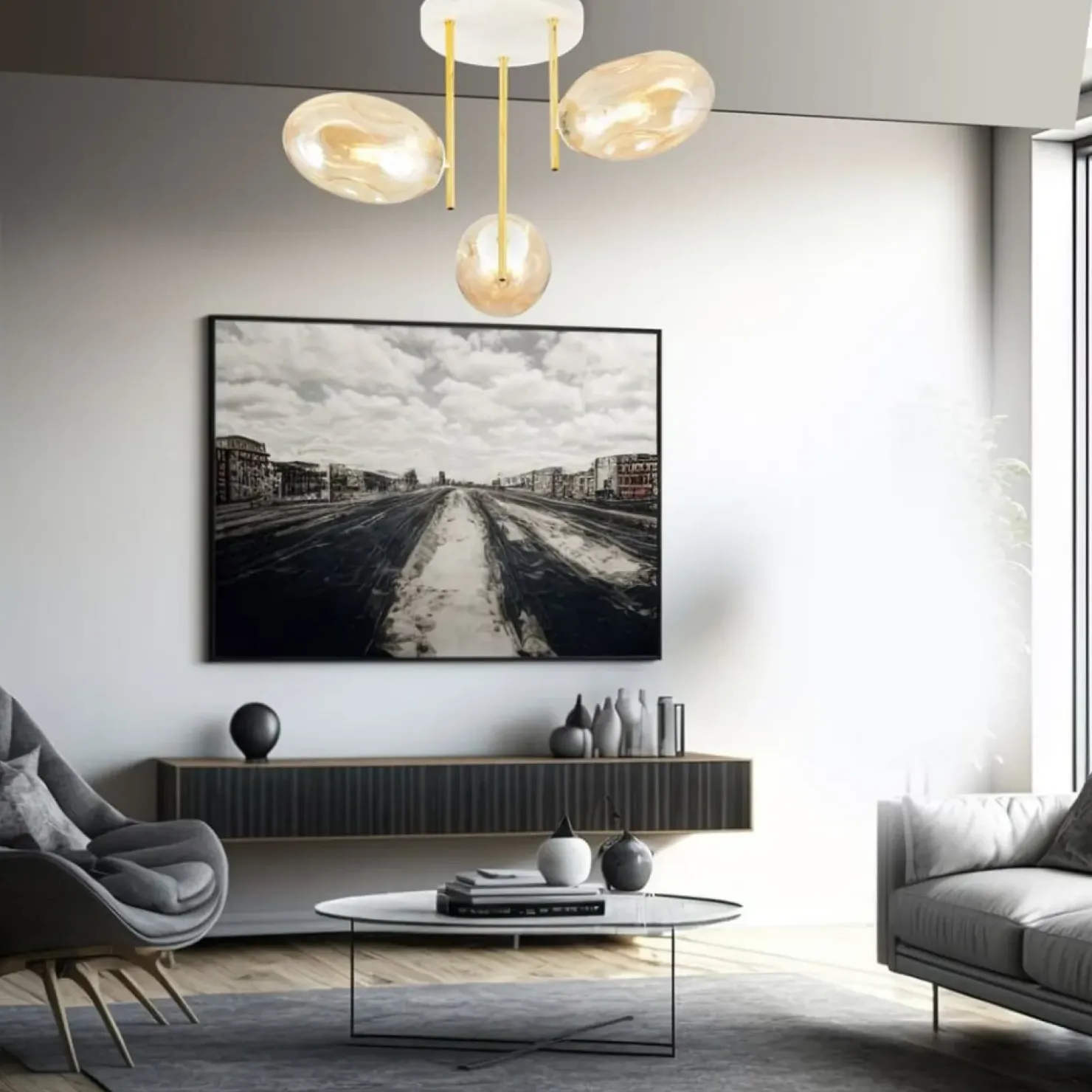 Flash Sale Sklep Kaja Lampa sufitowa z kloszami w kolorze miodowym 1278/3 z serii ARGO