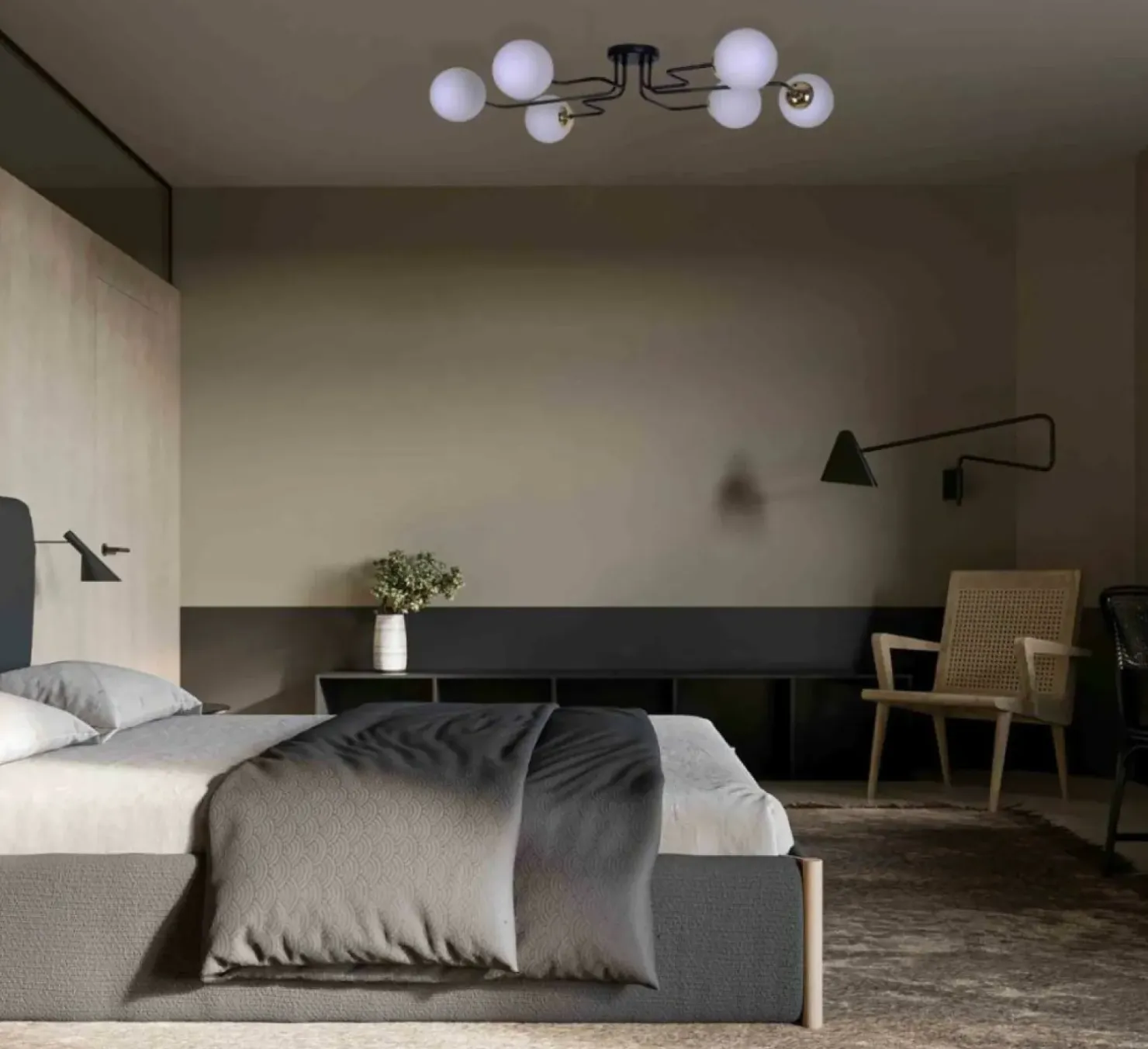 Discount Sklep Kaja Lampa sufitowa z matowymi kloszami na sześć żarówek K-4706 z serii KA