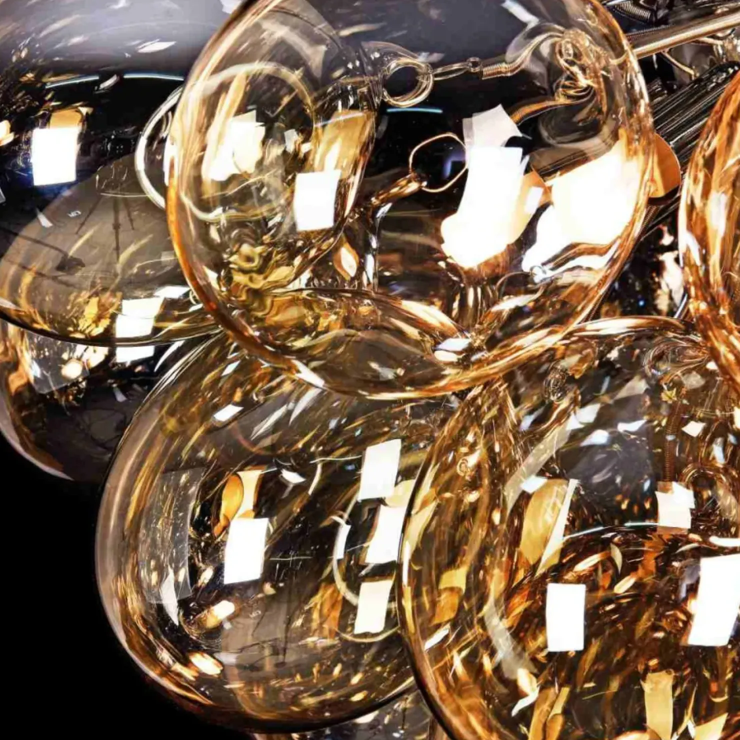 Outlet Sklep Kaja Lampa sufitowa z miodowymi kloszami MOD112CL-08G BALBO | Kaja nikiel