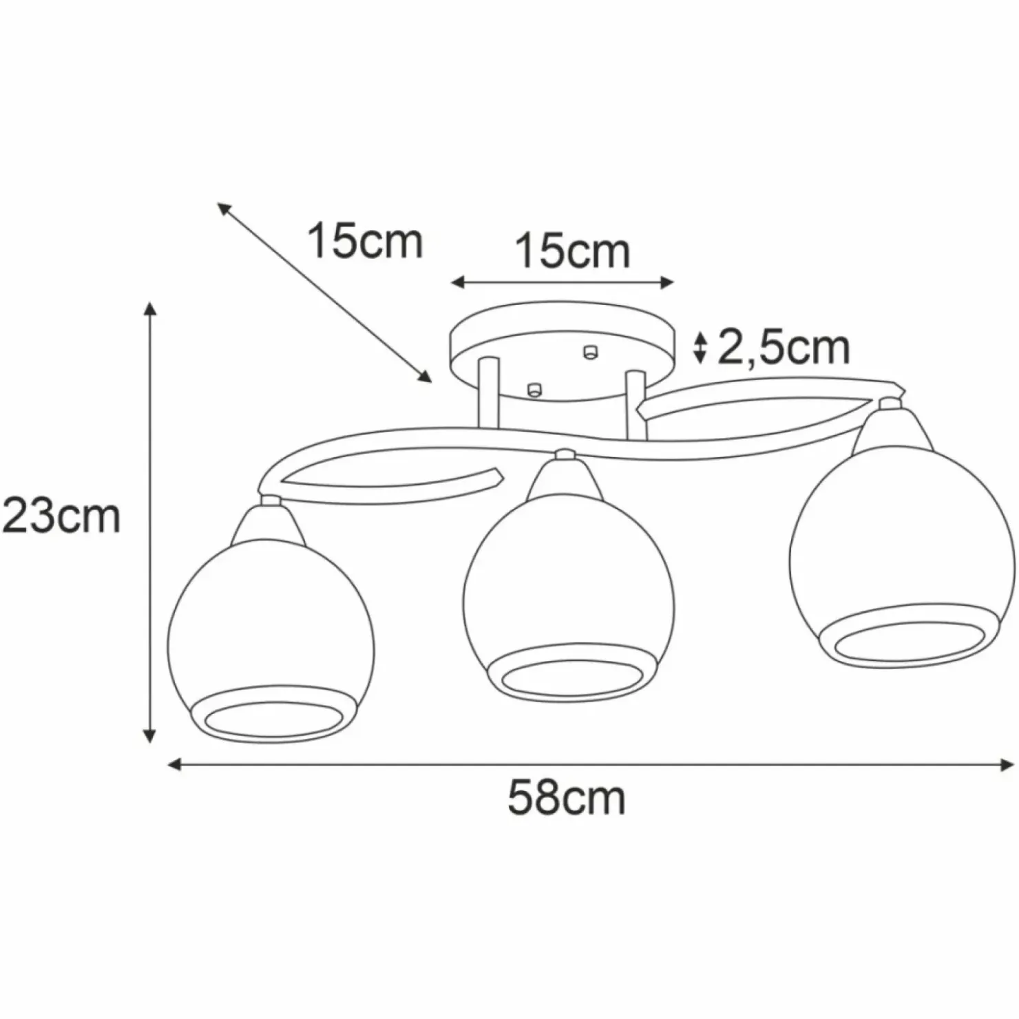 Lampa sufitowa z okrągłymi kloszami K-JSL-6084/3 AB LARA | Kaja*Sklep Kaja Shop
