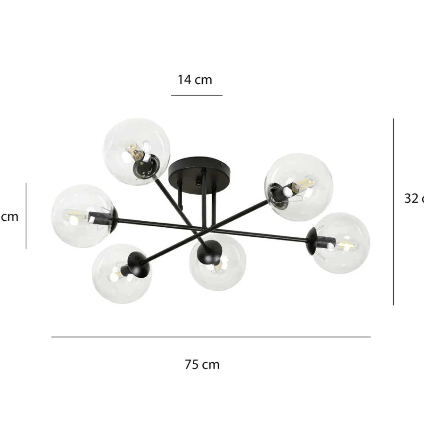 Discount Sklep Kaja Lampa sufitowa z przezroczystymi kloszami 831/6B | Kaja Oświetlenie