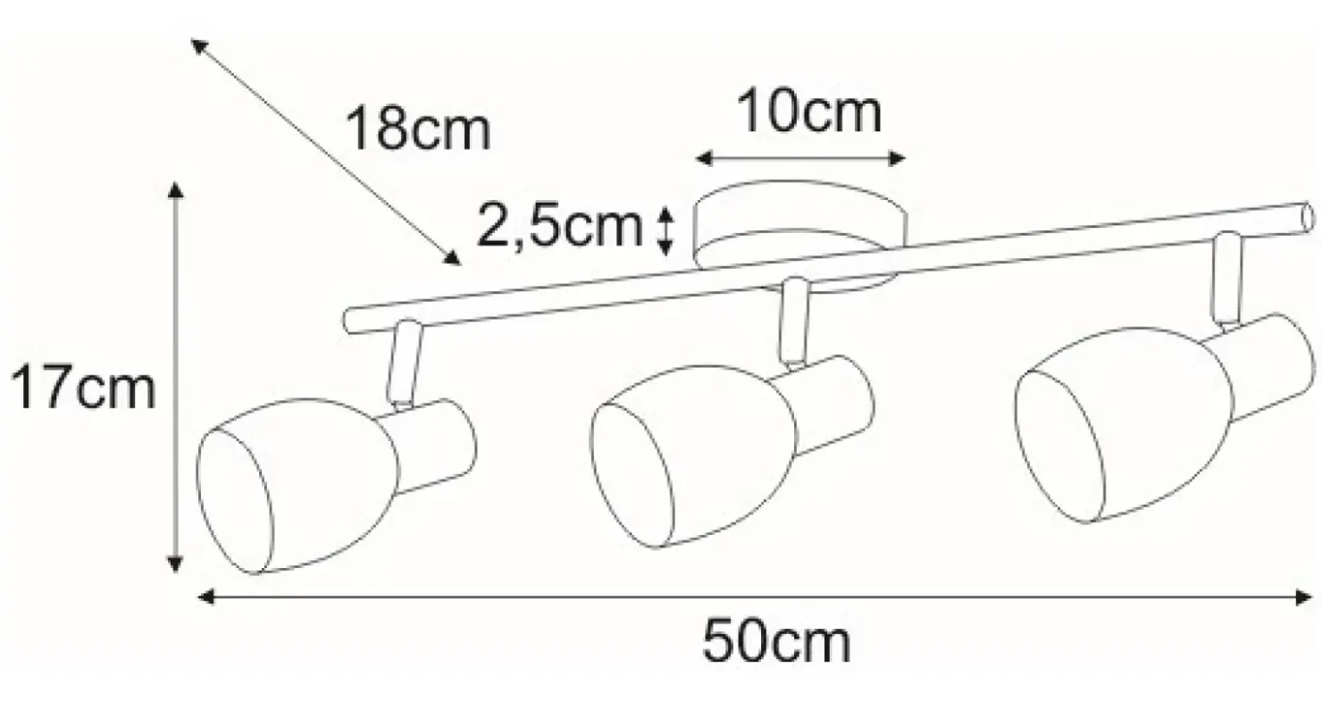 Lampa sufitowa z reflektorami na listwie K-8001/3 EMBO | Kaja*Sklep Kaja Cheap