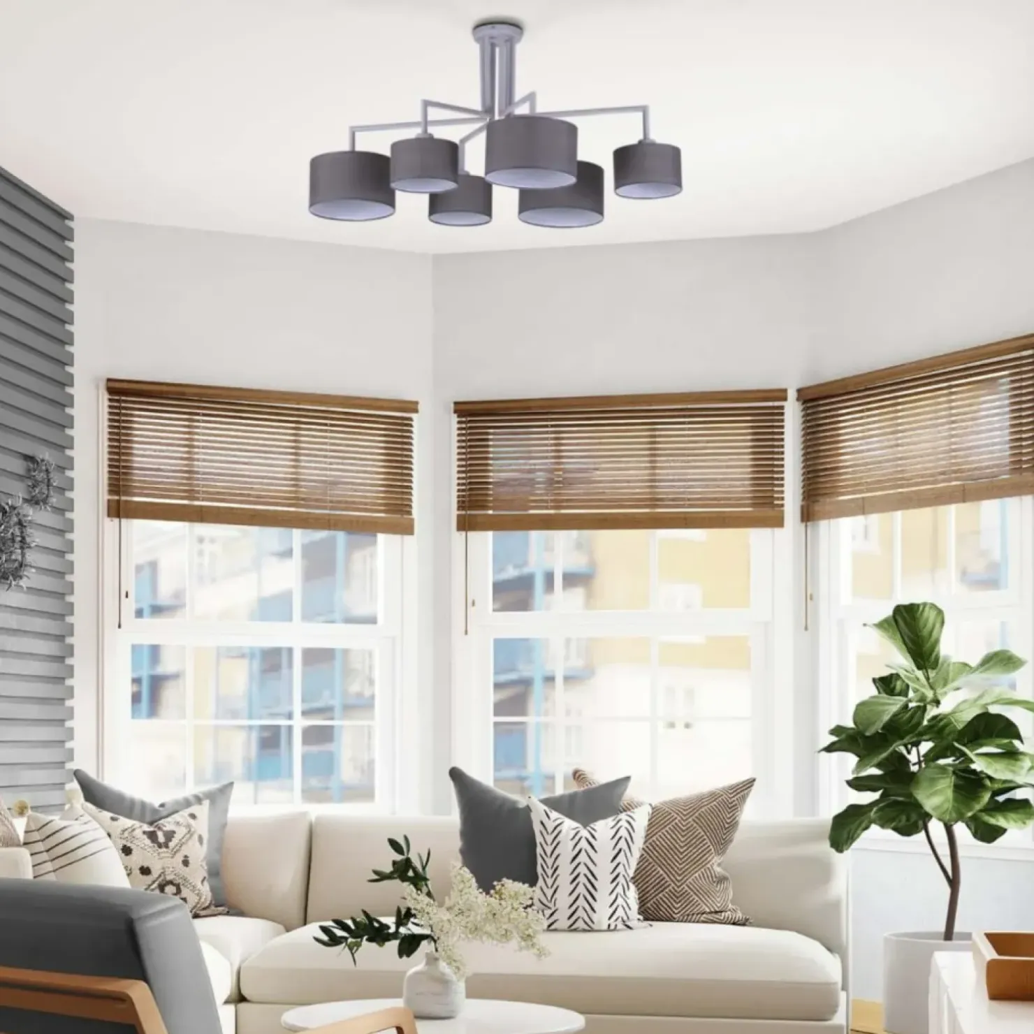 Discount Sklep Kaja Lampa sufitowa z sześcioma abażurami K-4341 SIMONE GRAY | Kaja szary