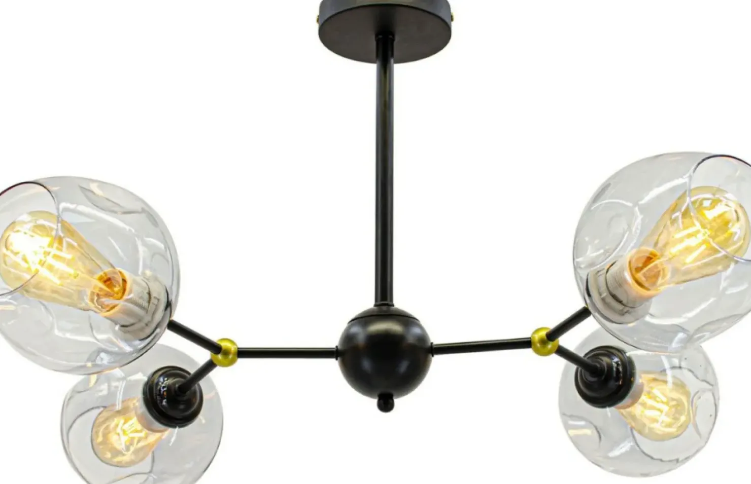Store Sklep Kaja Lampa sufitowa z transparentnymi kloszami 1094/4 BLACK | Kaja czarny