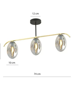 Discount Sklep Kaja Lampa sufitowa z trzema grafitowymi kloszami 1280/3 z serii FINES