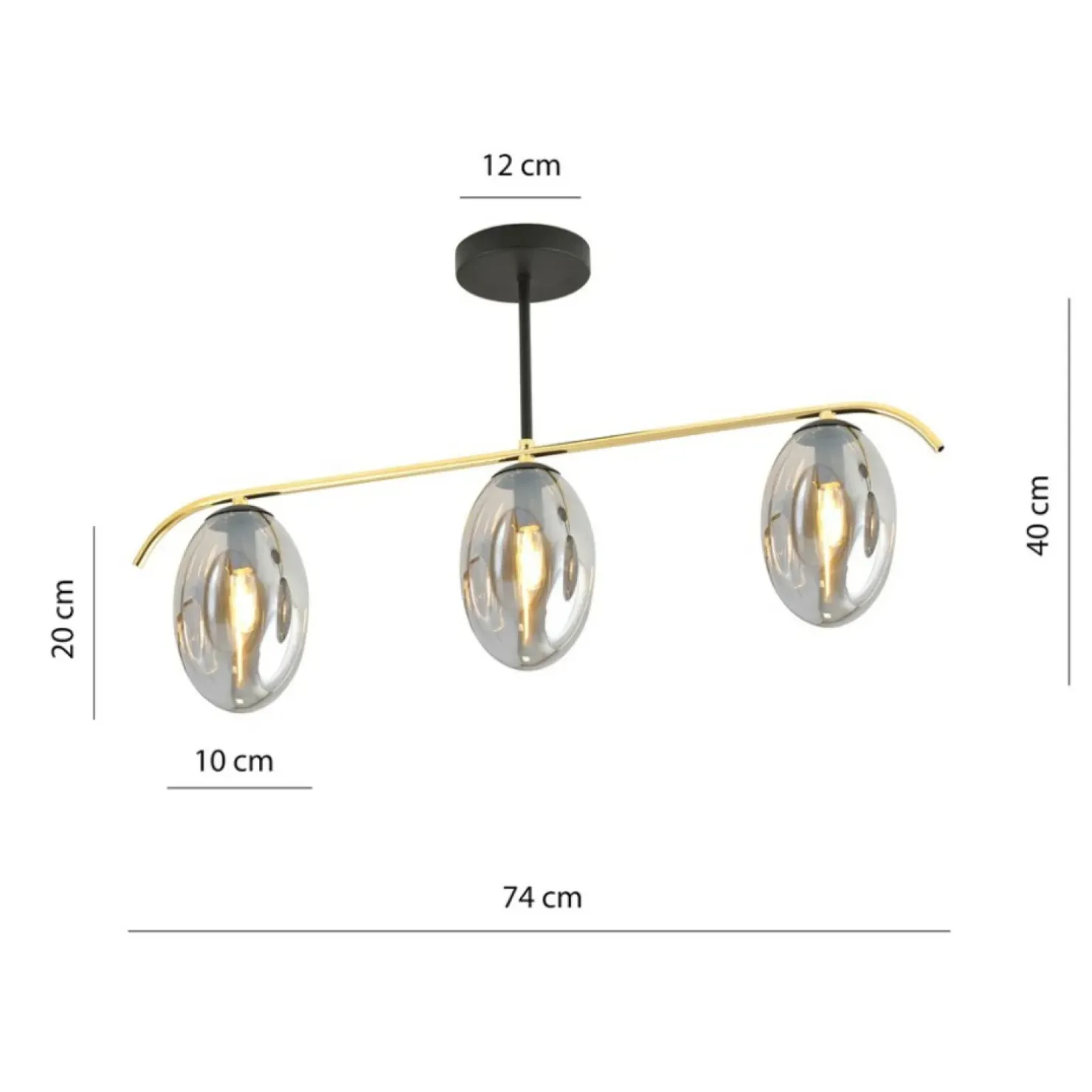 Discount Sklep Kaja Lampa sufitowa z trzema grafitowymi kloszami 1280/3 z serii FINES