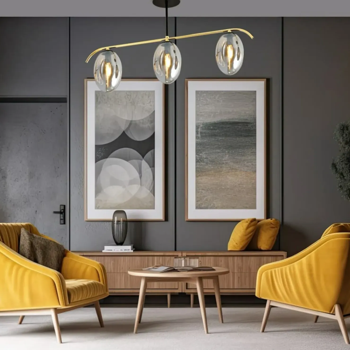 Discount Sklep Kaja Lampa sufitowa z trzema grafitowymi kloszami 1280/3 z serii FINES