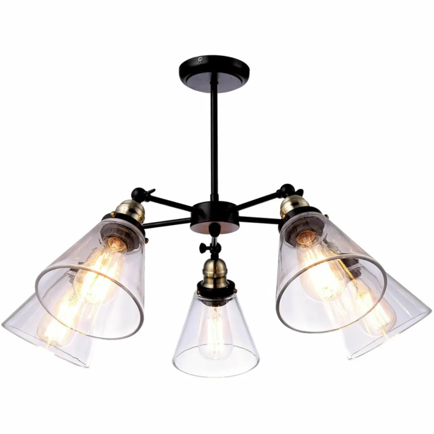 Store Sklep Kaja Lampa sufitowa ze stożkowymi kloszami K-8037B-5 SAMANTA | Kaja czarny