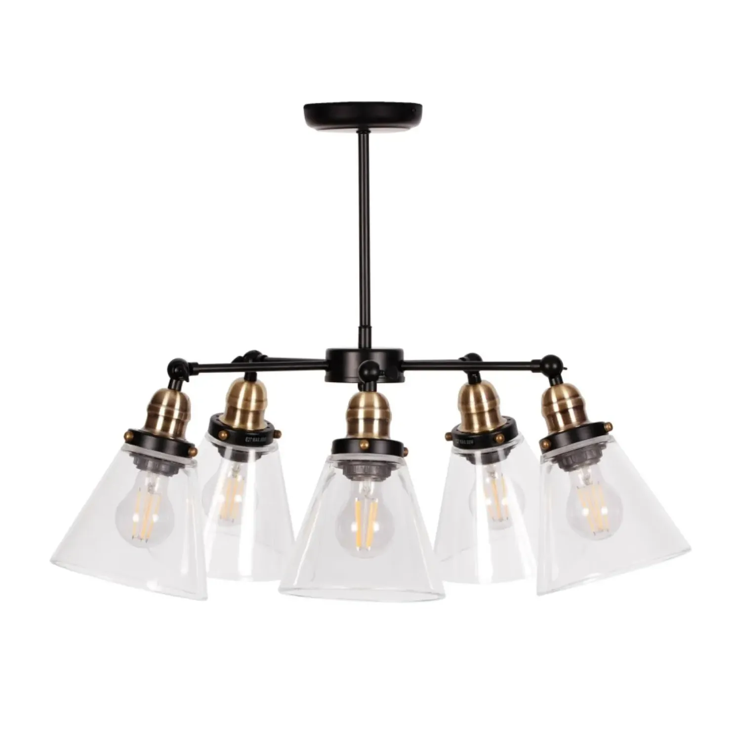 Store Sklep Kaja Lampa sufitowa ze stożkowymi kloszami K-8037B-5 SAMANTA | Kaja czarny