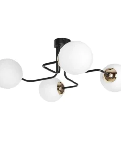 Outlet Sklep Kaja Lampa sufitowa ze złotym zdobieniem i kloszami K-4705 z serii KA