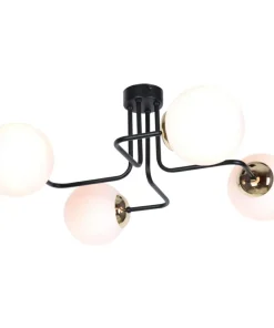 Outlet Sklep Kaja Lampa sufitowa ze złotym zdobieniem i kloszami K-4705 z serii KA