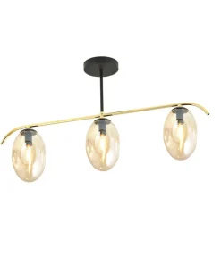 Store Sklep Kaja Lampa sufitowa, złota konstrukcja, miodowe klosze 1281/3 z serii FINES