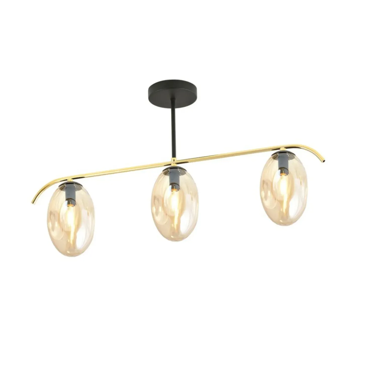 Store Sklep Kaja Lampa sufitowa, złota konstrukcja, miodowe klosze 1281/3 z serii FINES