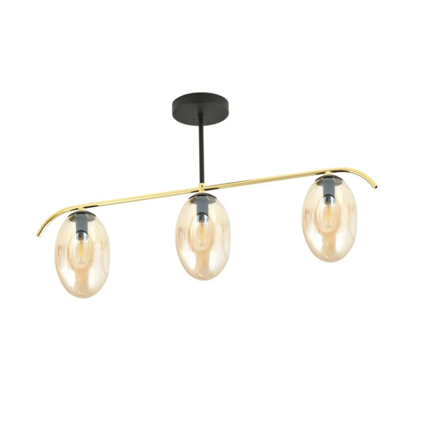 Store Sklep Kaja Lampa sufitowa, złota konstrukcja, miodowe klosze 1281/3 z serii FINES
