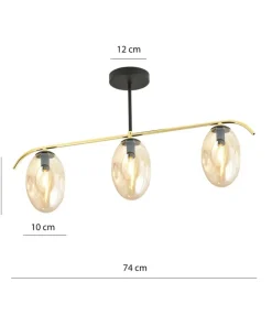 Store Sklep Kaja Lampa sufitowa, złota konstrukcja, miodowe klosze 1281/3 z serii FINES