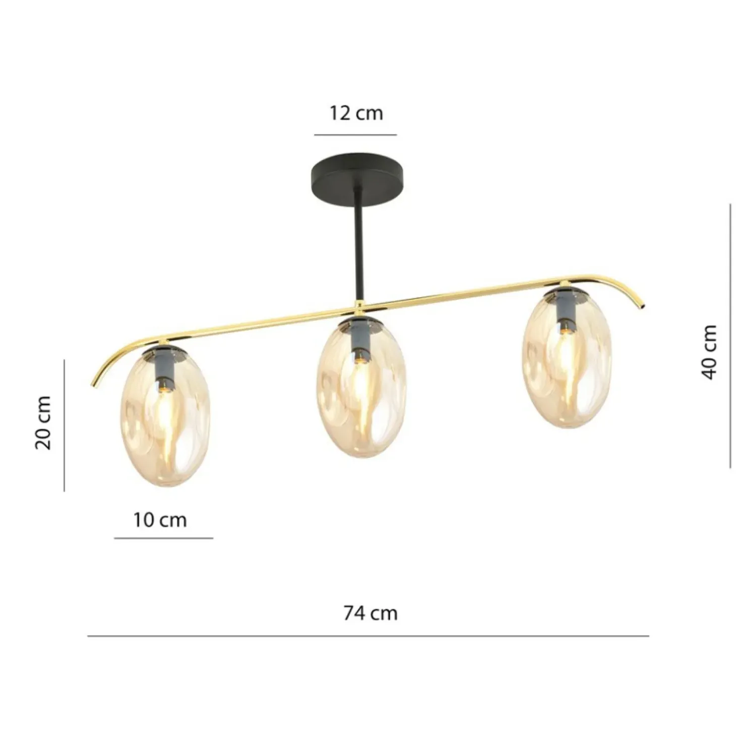 Store Sklep Kaja Lampa sufitowa, złota konstrukcja, miodowe klosze 1281/3 z serii FINES