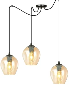 New Sklep Kaja Lampa typu pająk z bursztynowymi kloszami 758/3 LEVEL | Kaja