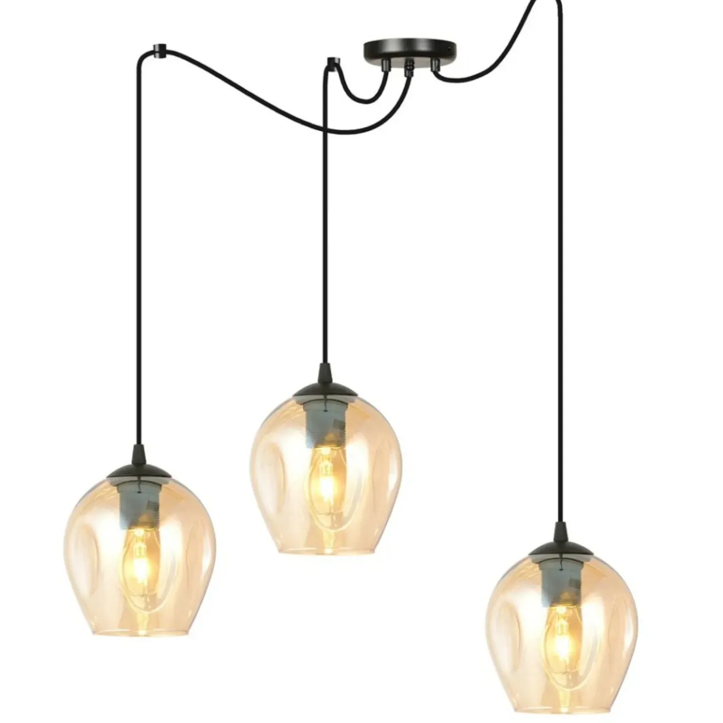 New Sklep Kaja Lampa typu pająk z bursztynowymi kloszami 758/3 LEVEL | Kaja