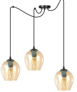 New Sklep Kaja Lampa typu pająk z bursztynowymi kloszami 758/3 LEVEL | Kaja