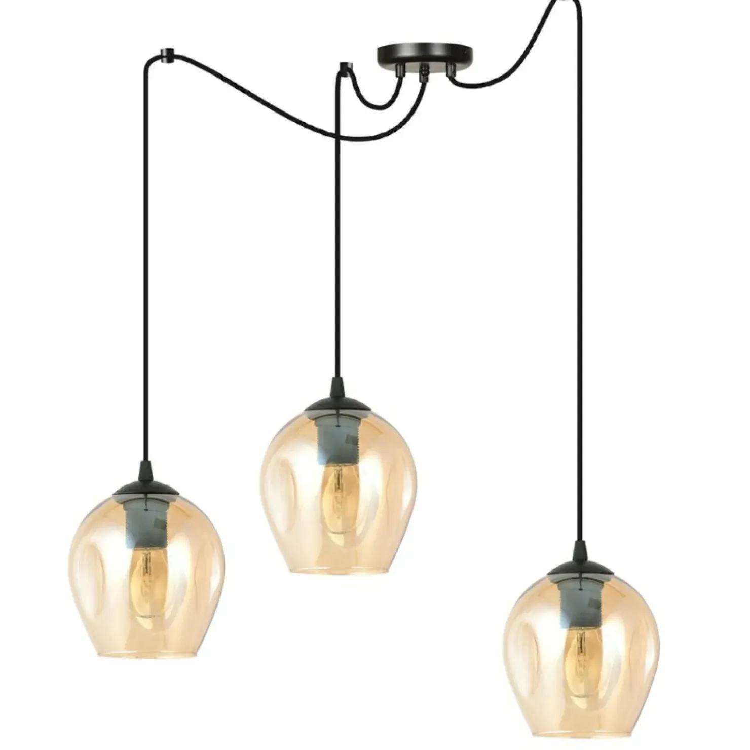 New Sklep Kaja Lampa typu pająk z bursztynowymi kloszami 758/3 LEVEL | Kaja