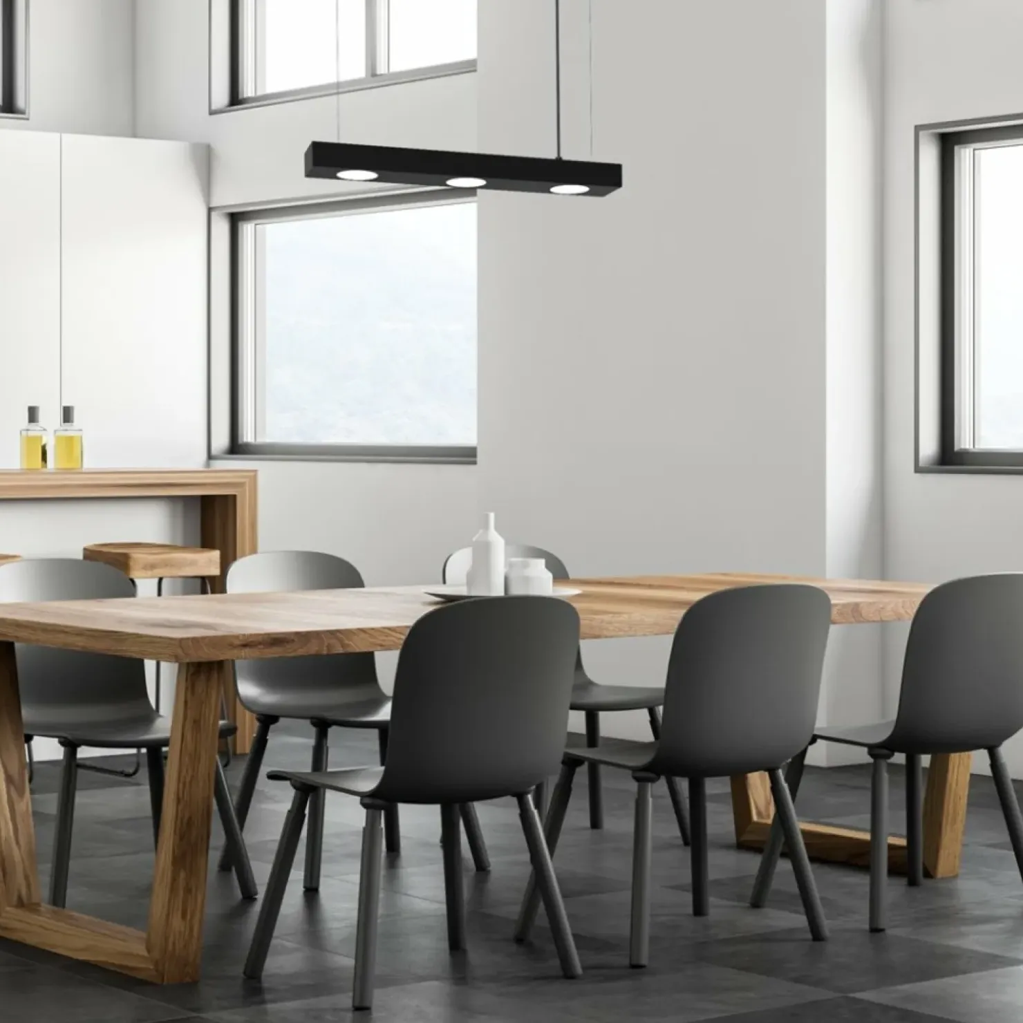 Outlet Sklep Kaja Lampa wisząca - czarna listwa nad stół MLP8832 z serii ALEXANDER | Kaja Oświetle