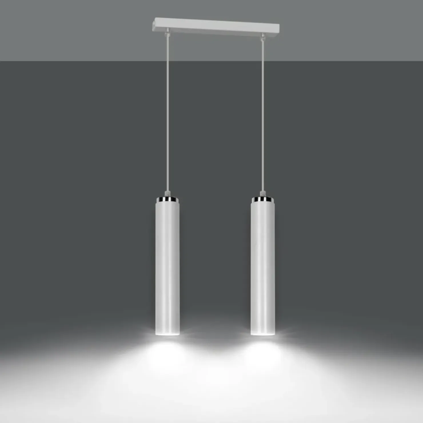 Shop Sklep Kaja Lampa wisząca biała z chromowanymi elementami 955/2 | Kaja Oświetlenie