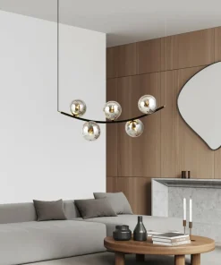 Outlet Sklep Kaja Lampa wisząca do jadalni, pięć grafitowych kloszy 1297/5 z serii RITZ