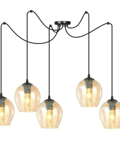 Hot Sklep Kaja Lampa wisząca do podwieszania, bursztynowe klosze 758/5 LEVEL | Kaja