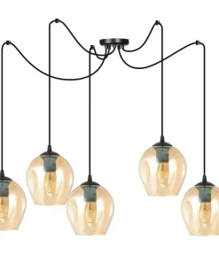 Hot Sklep Kaja Lampa wisząca do podwieszania, bursztynowe klosze 758/5 LEVEL | Kaja