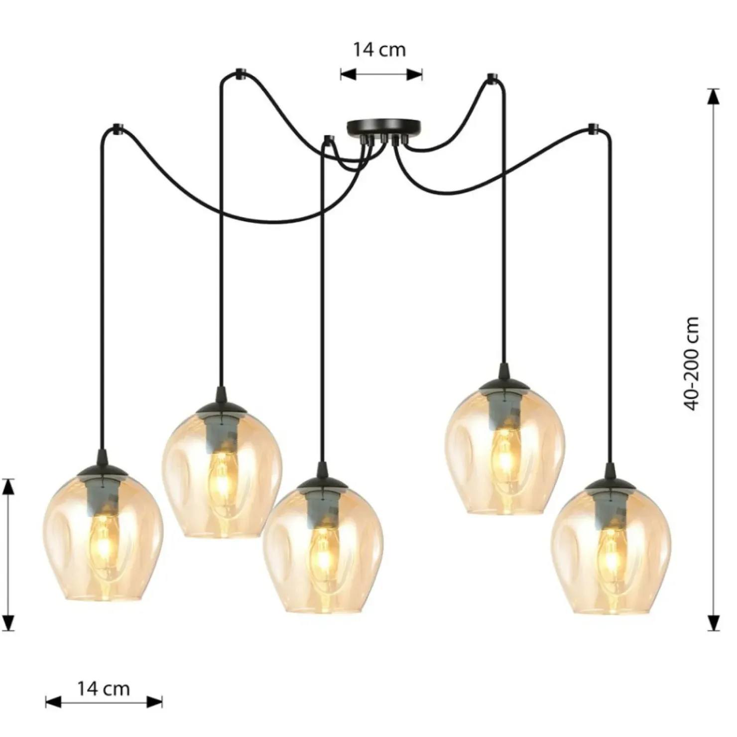 Hot Sklep Kaja Lampa wisząca do podwieszania, bursztynowe klosze 758/5 LEVEL | Kaja