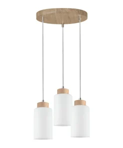 Best Sale Sklep Kaja Lampa wisząca drewniana tarcza z białymi zwisami 1720574 BOSCO | Kaja