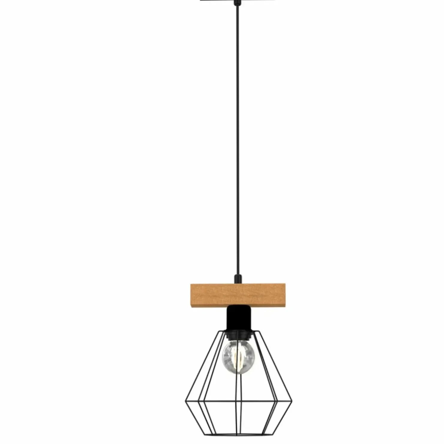New Sklep Kaja Lampa wisząca, druciany klosz, ozdobne drewno LX 4101 z serii VASTRA