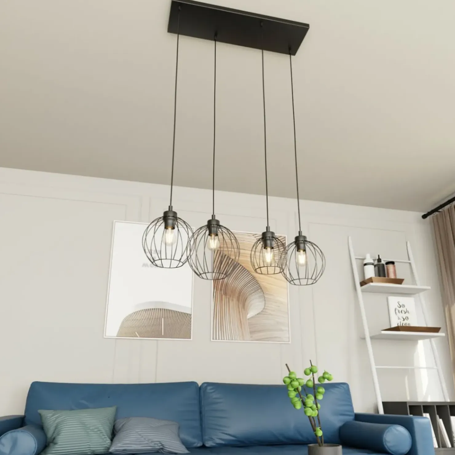 Store Sklep Kaja Lampa wisząca idealna do nowoczesnej kuchni 1369/4 z serii NANDO czarny