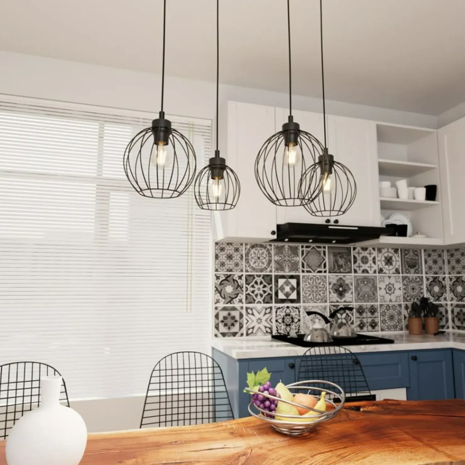 Store Sklep Kaja Lampa wisząca idealna do nowoczesnej kuchni 1369/4 z serii NANDO czarny
