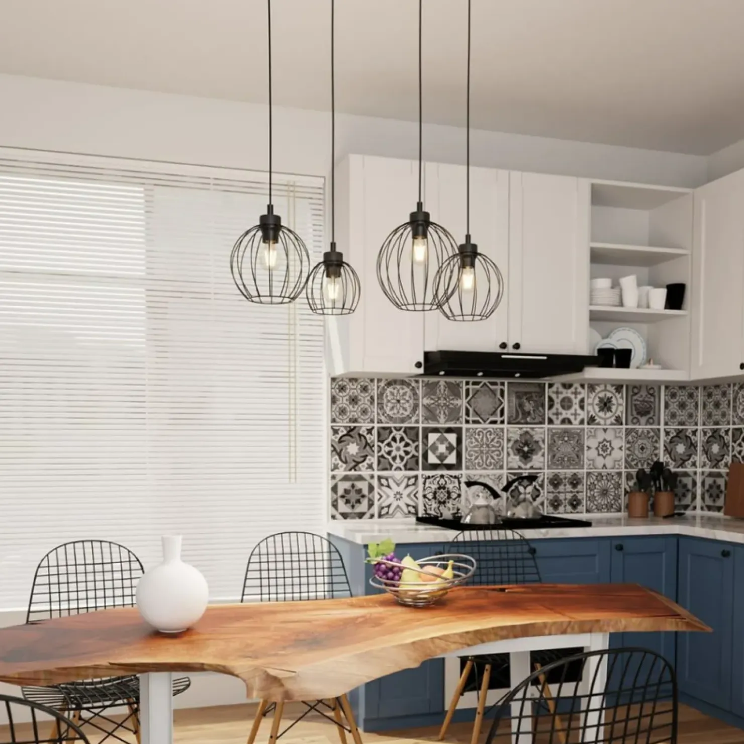 Store Sklep Kaja Lampa wisząca idealna do nowoczesnej kuchni 1369/4 z serii NANDO czarny