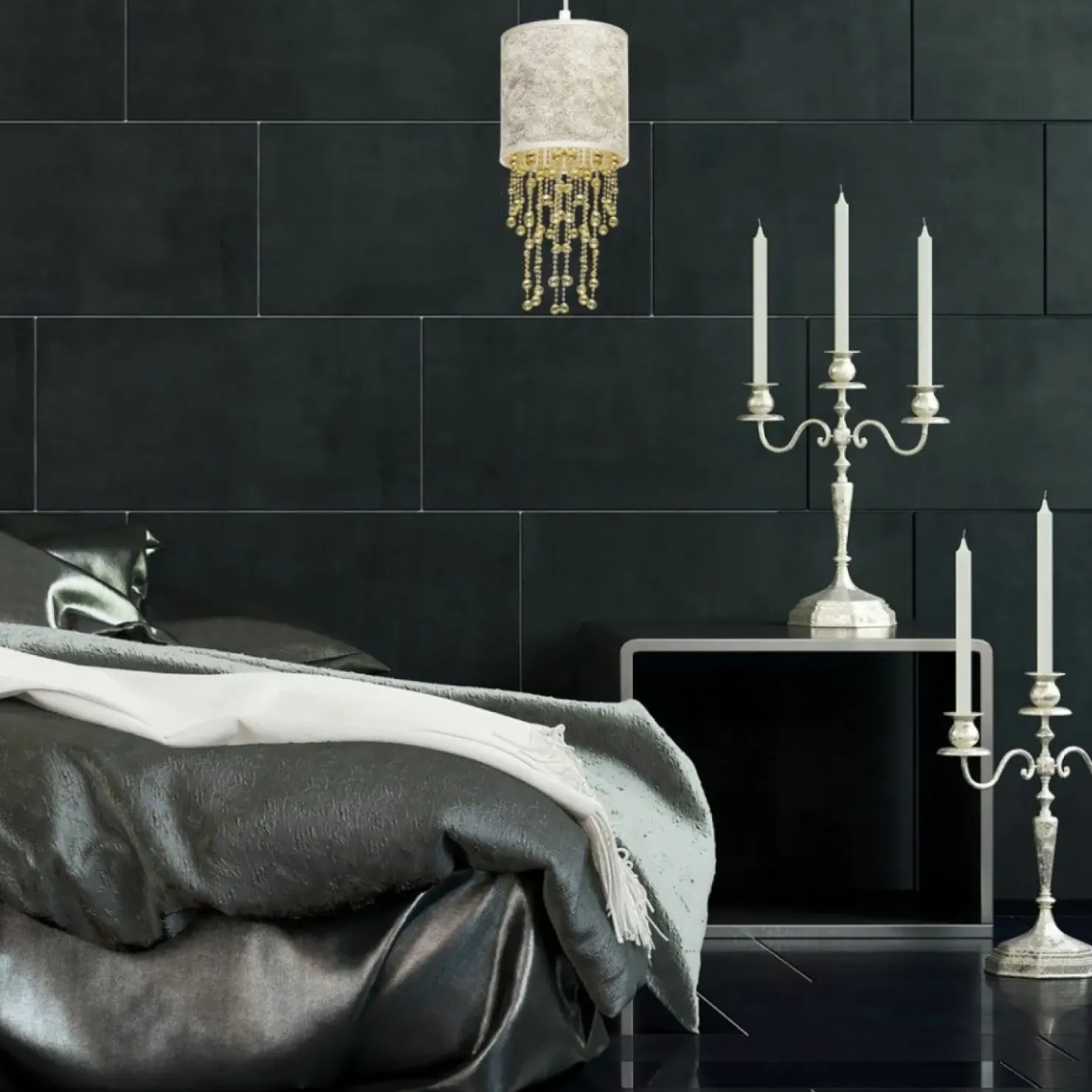 Lampa wisząca, kolor bieli i złota, do salonu MLP6444 z serii ALMERIA | Kaja Ośw*Sklep Kaja New