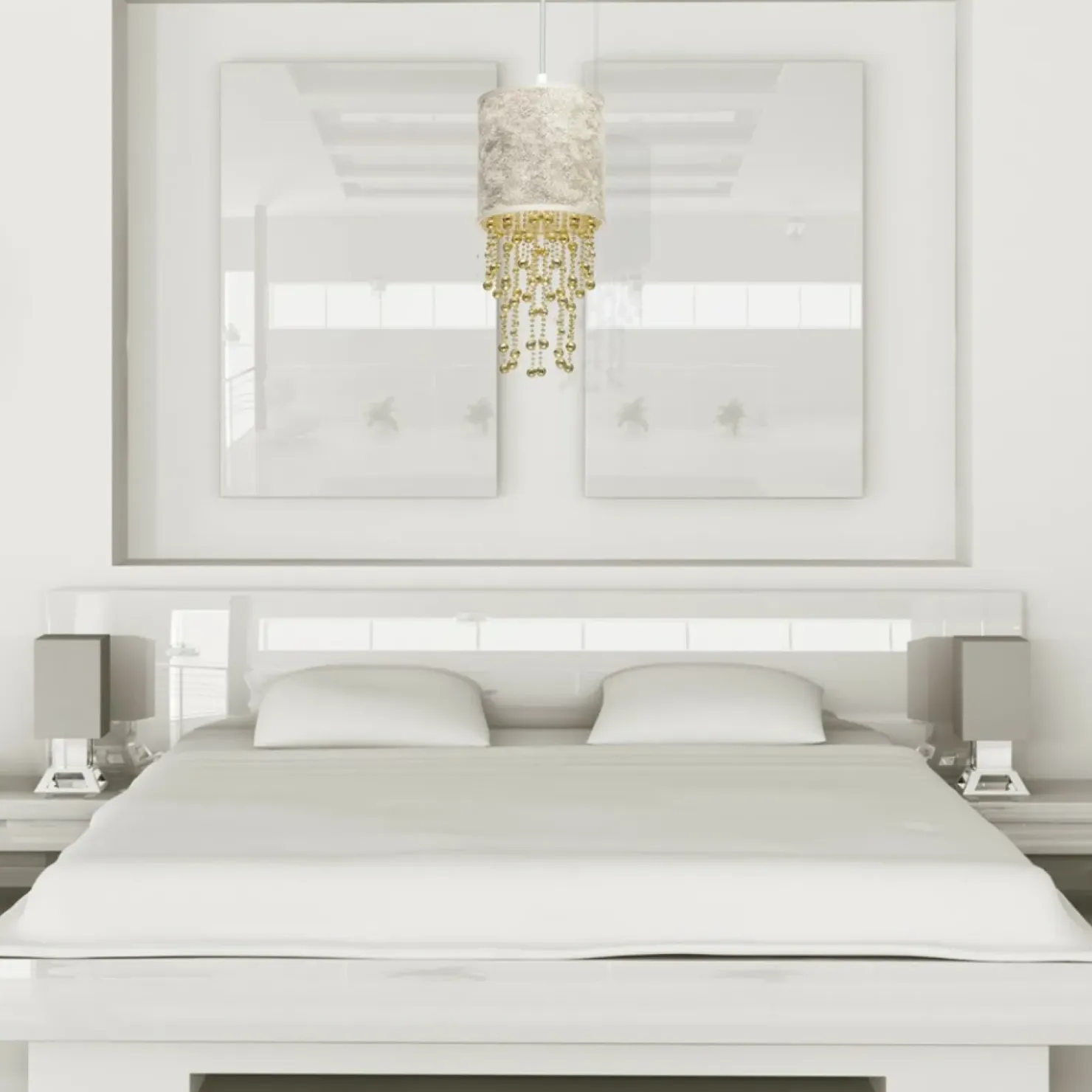 Lampa wisząca, kolor bieli i złota, do salonu MLP6444 z serii ALMERIA | Kaja Ośw*Sklep Kaja New