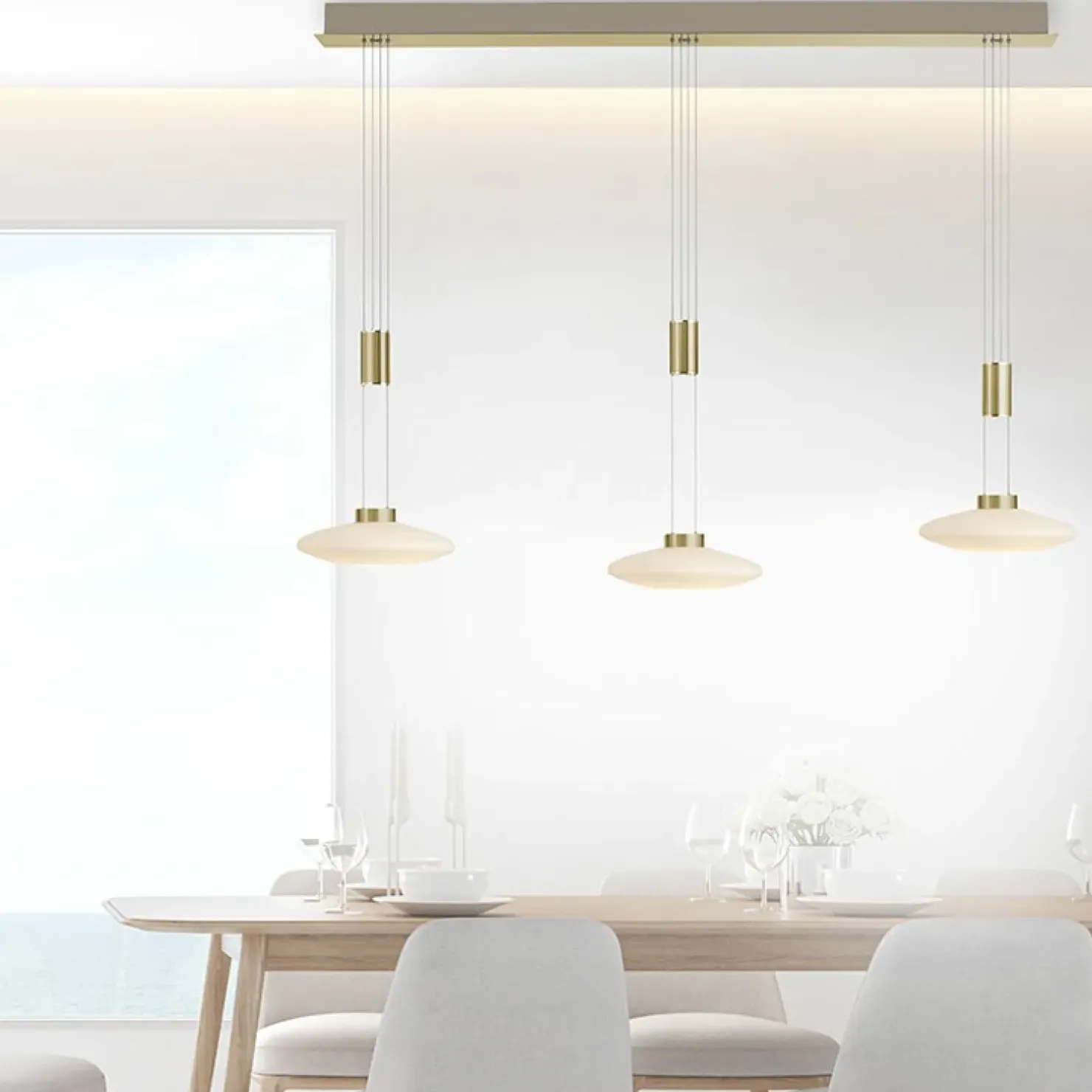 Cheap Sklep Kaja Lampa wisząca LED 3 źródła, barwa ciepła 2081-60 z serii LAUTADA mosiądz