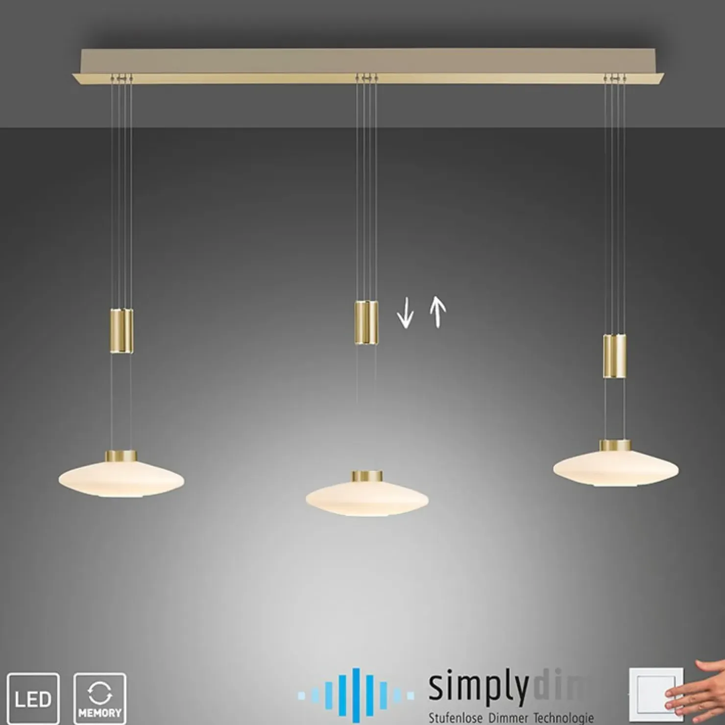 Cheap Sklep Kaja Lampa wisząca LED 3 źródła, barwa ciepła 2081-60 z serii LAUTADA mosiądz