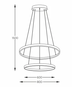 Sale Sklep Kaja Lampa wisząca LED, dwa okręgi na zwisach 2023200-BK BRENO | Kaja