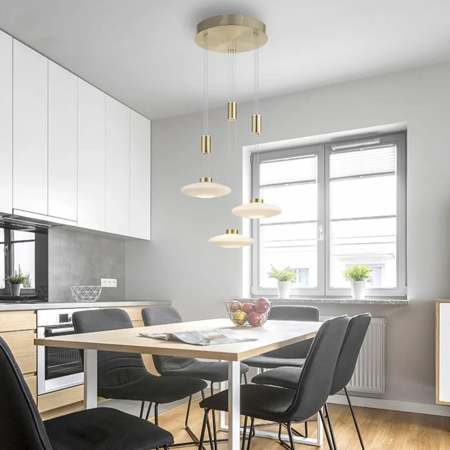 Cheap Sklep Kaja Lampa wisząca LED na okrągłej podstawie 2082-60 z serii LAUTADA | Kaja mosiądz