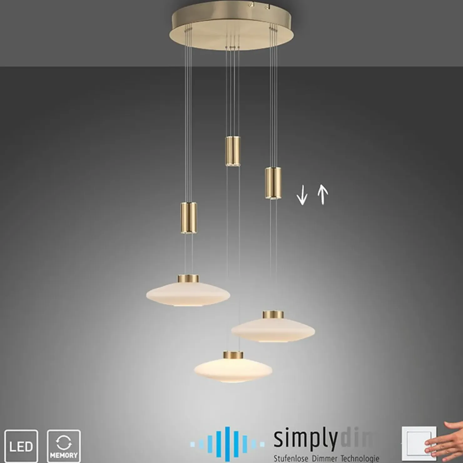 Cheap Sklep Kaja Lampa wisząca LED na okrągłej podstawie 2082-60 z serii LAUTADA | Kaja mosiądz