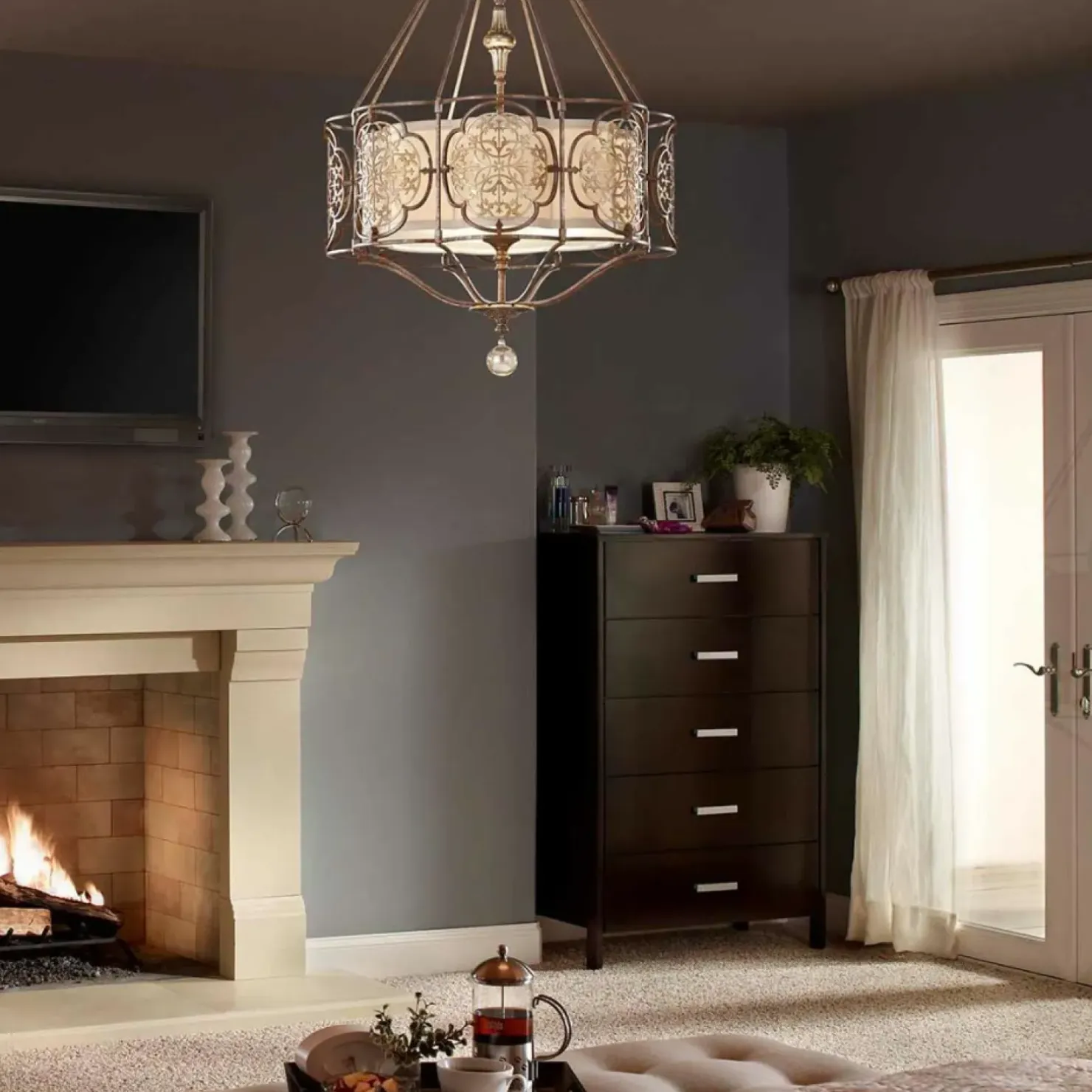 Best Sale Sklep Kaja Lampa wisząca na łańcuszku, retro FE-MARCELLA-P z serii MARCELLA brąz