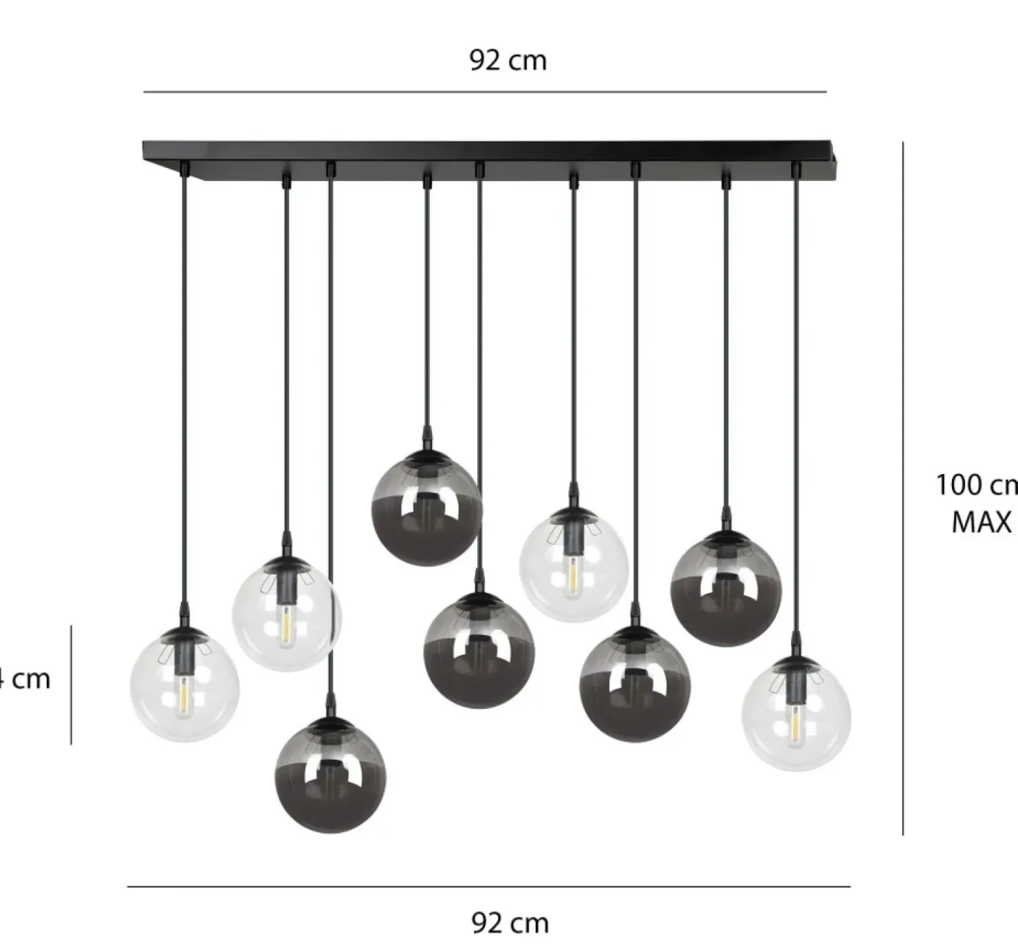 Discount Sklep Kaja Lampa wisząca na listwie z 9 kloszami 714/9M2 | Kaja Oświetlenie