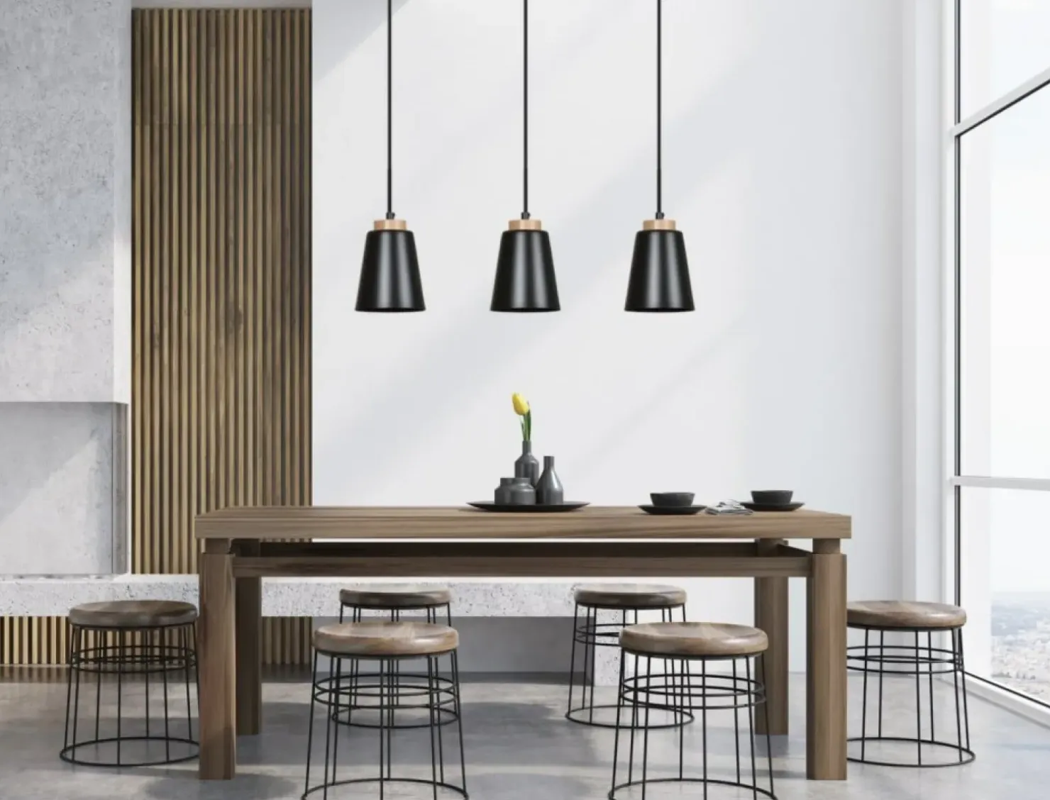 Flash Sale Sklep Kaja Lampa wisząca na listwie z drewnianymi detalami 442/3 | Kaja