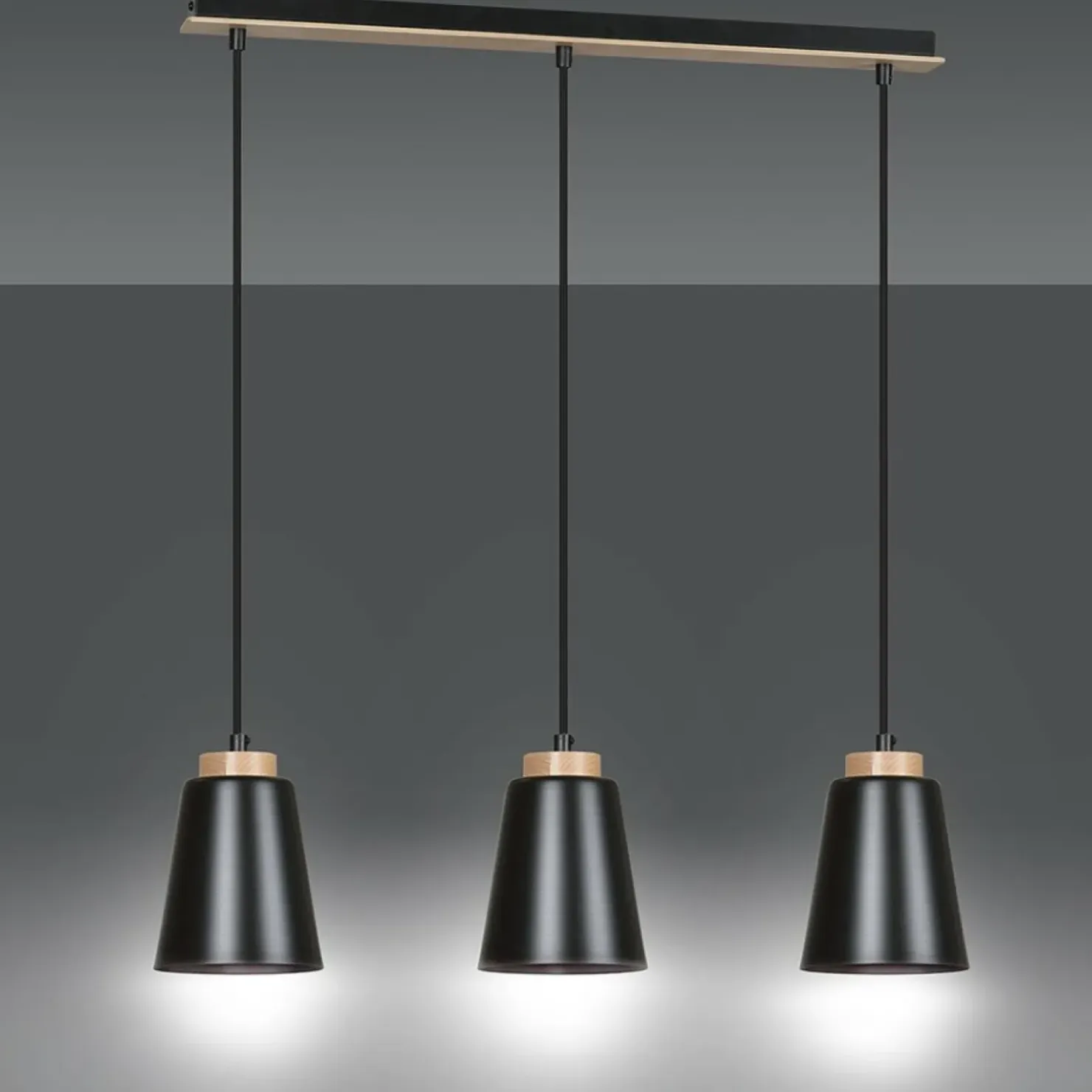 Flash Sale Sklep Kaja Lampa wisząca na listwie z drewnianymi detalami 442/3 | Kaja