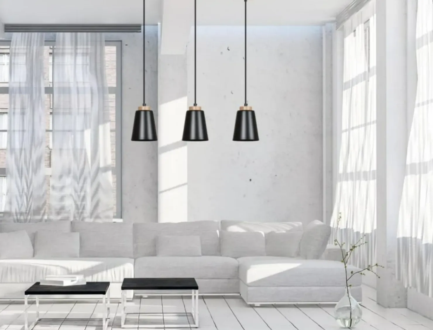 Flash Sale Sklep Kaja Lampa wisząca na listwie z drewnianymi detalami 442/3 | Kaja
