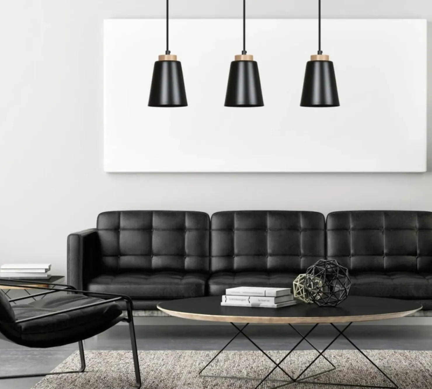Flash Sale Sklep Kaja Lampa wisząca na listwie z drewnianymi detalami 442/3 | Kaja