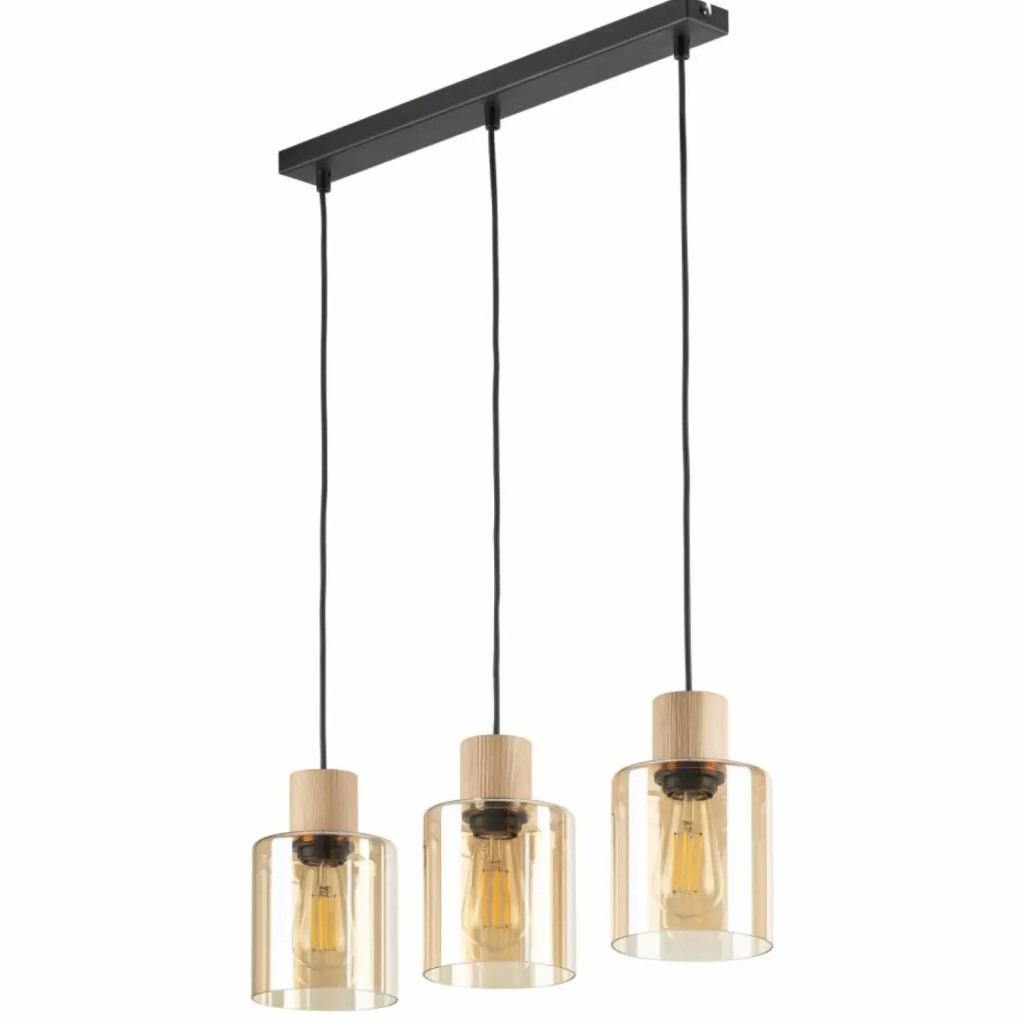 Cheap Sklep Kaja Lampa wisząca na listwie z dodatkami drewna TK 4568 z serii ORSON