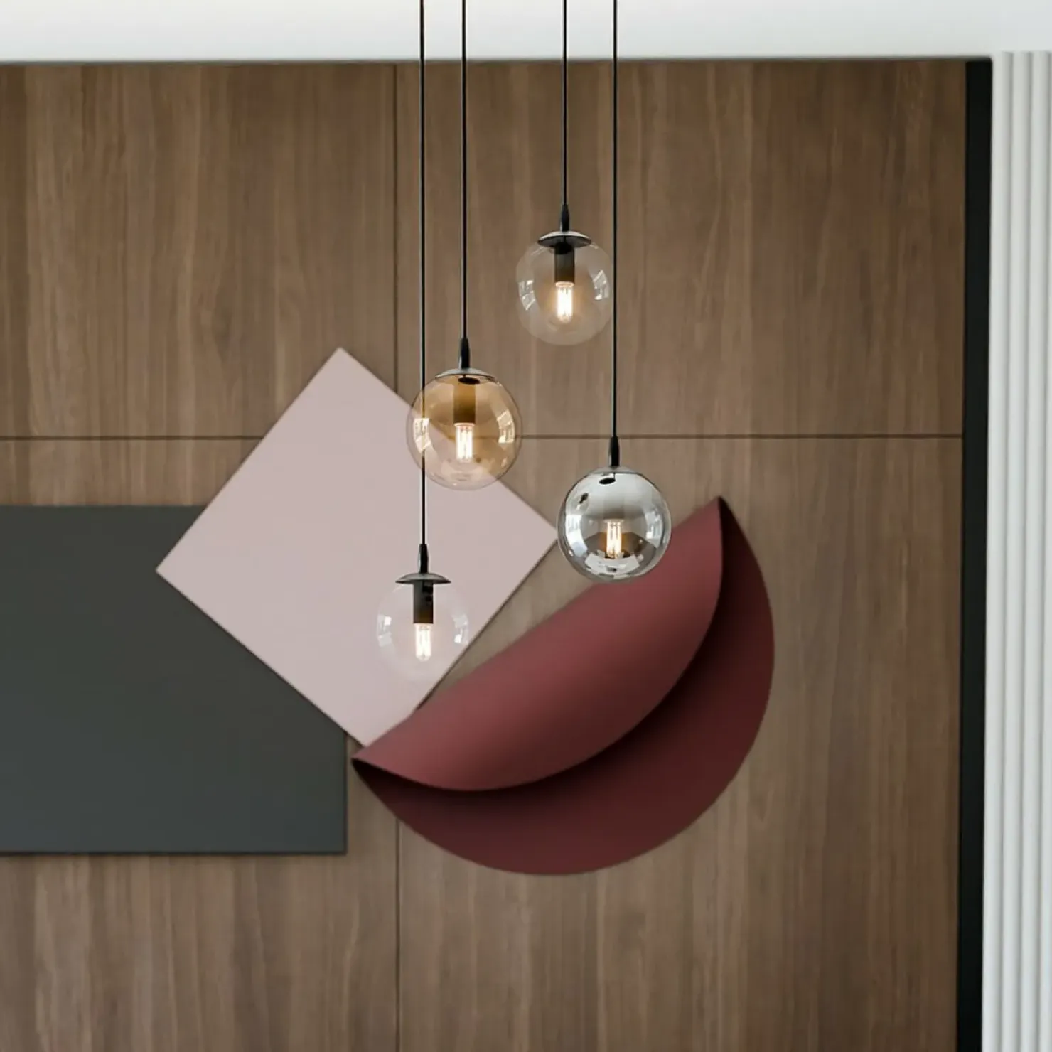 Discount Sklep Kaja Lampa wisząca na okrągłej podsufitce 714/4PREM | Kaja Oświetlenie